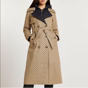 BROWN RI MONOGRAMMED HYBRID TRENCH COAT